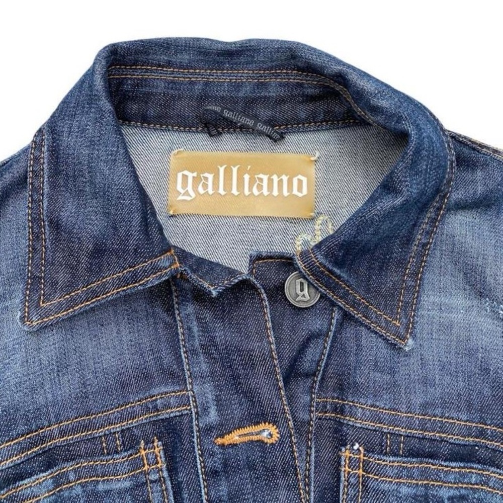 Galliano Denim Jacket with Gold Rhinestone Accents - Picture 5 of 6